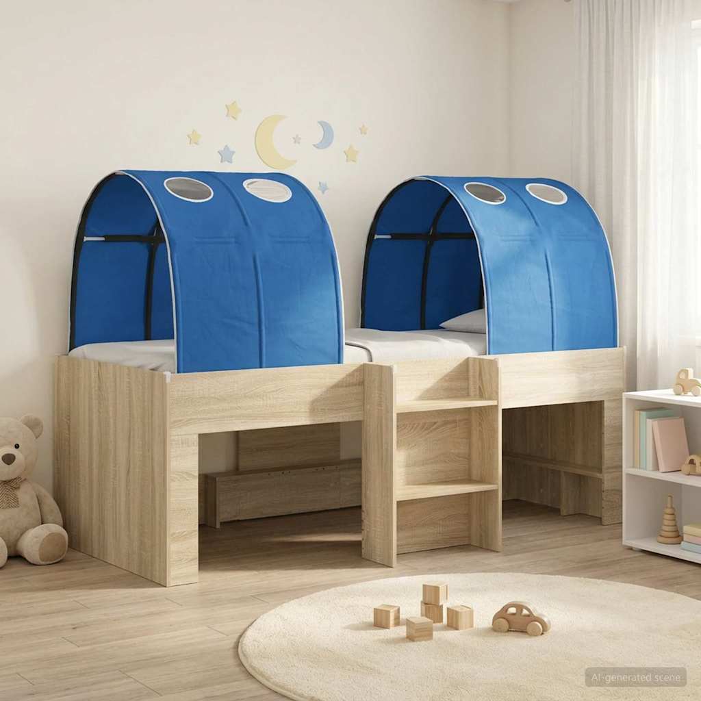 vidaXL Kids'High Bed Frame with Tunnel 3 pcs Sonoma Oak and Blue 1