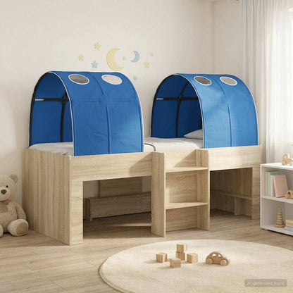 vidaXL Kids'High Bed Frame with Tunnel 3 pcs Sonoma Oak and Blue 1