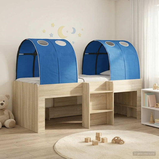 vidaXL Kids'High Bed Frame with Tunnel 3 pcs Sonoma Oak and Blue 1