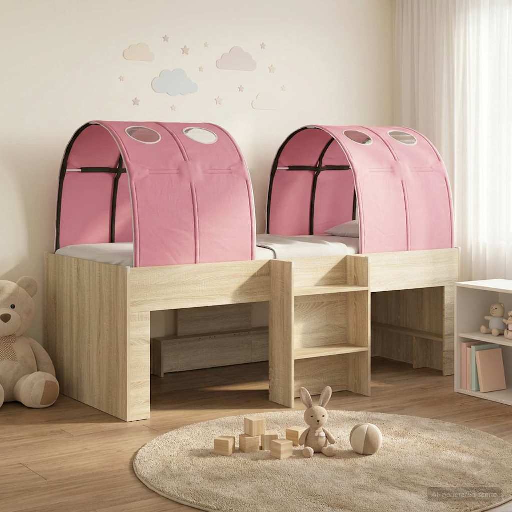 vidaXL Kids'High Bed Frame with Tunnel Sonoma Oak and Pink 1
