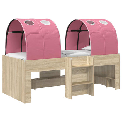 vidaXL Kids'High Bed Frame with Tunnel Sonoma Oak and Pink 2
