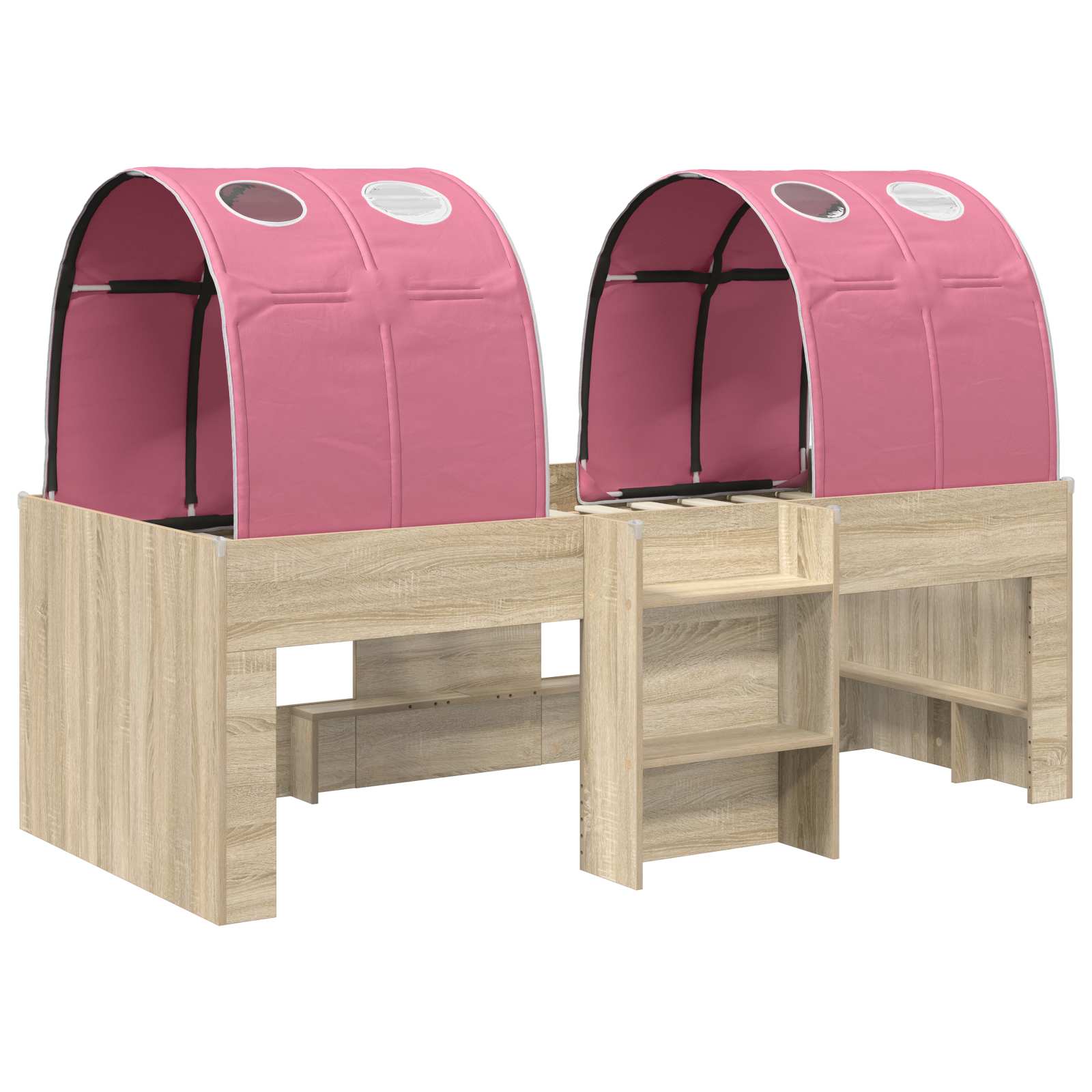 vidaXL Kids'High Bed Frame with Tunnel Sonoma Oak and Pink 3