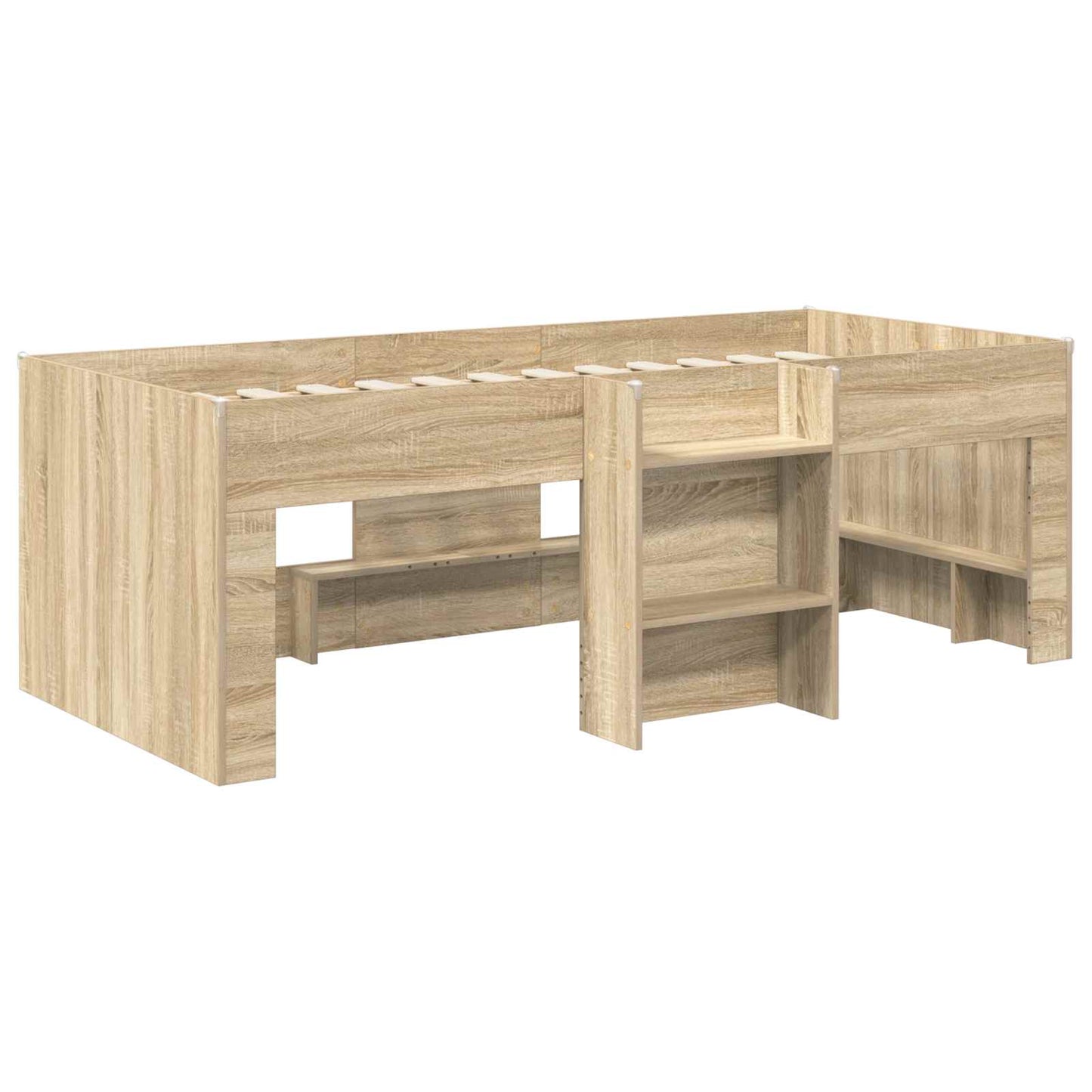 vidaXL Kids'High Bed Frame with Tunnel Sonoma Oak and Pink 4