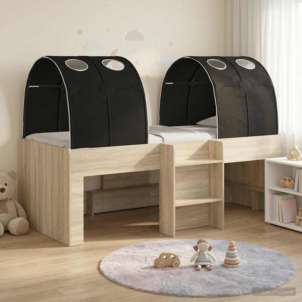 vidaXL Kids'High Bed Frame with Tunnel 3 pcs Sonoma Oak and Black 1