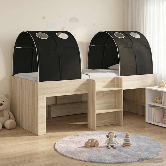 vidaXL Kids'High Bed Frame with Tunnel 3 pcs Sonoma Oak and Black 1