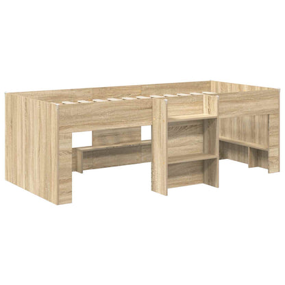 vidaXL Kids'High Bed Frame with Tunnel 3 pcs Sonoma Oak and Black 4