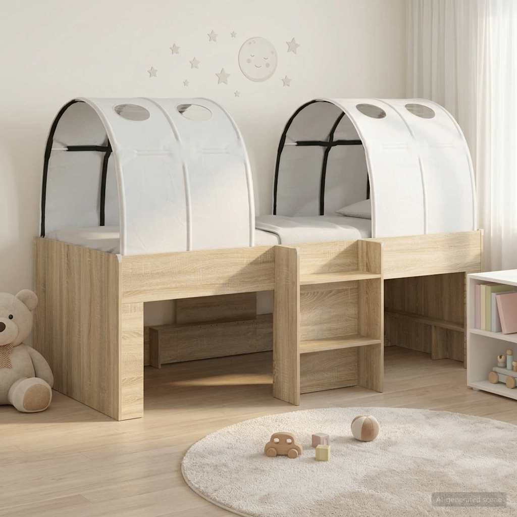 vidaXL Kids'High Bed Frame with Tunnel 3 pcs Sonoma Oak and white 1
