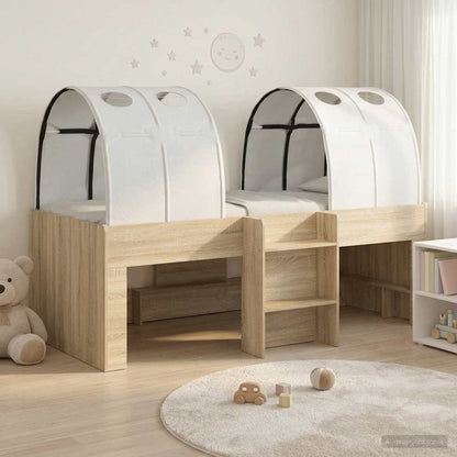 vidaXL Kids'High Bed Frame with Tunnel 3 pcs Sonoma Oak and white 1