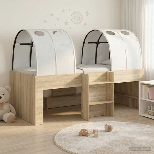 vidaXL Kids'High Bed Frame with Tunnel 3 pcs Sonoma Oak and white 1