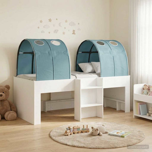 vidaXL Bed with Tunnel 3 pcs White and Light Blue Engineered Wood 1