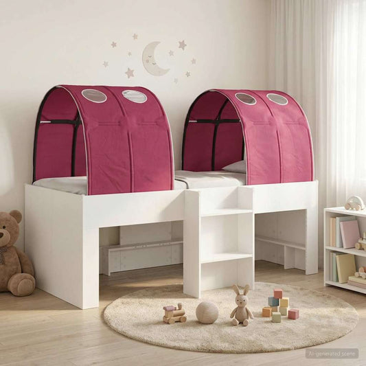 vidaXL Bed with Tunnel 3 pcs White and Red Engineered Wood 1