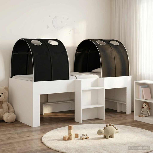 vidaXL Bed with Tunnel 3 pcs White and Black Engineered Wood 1