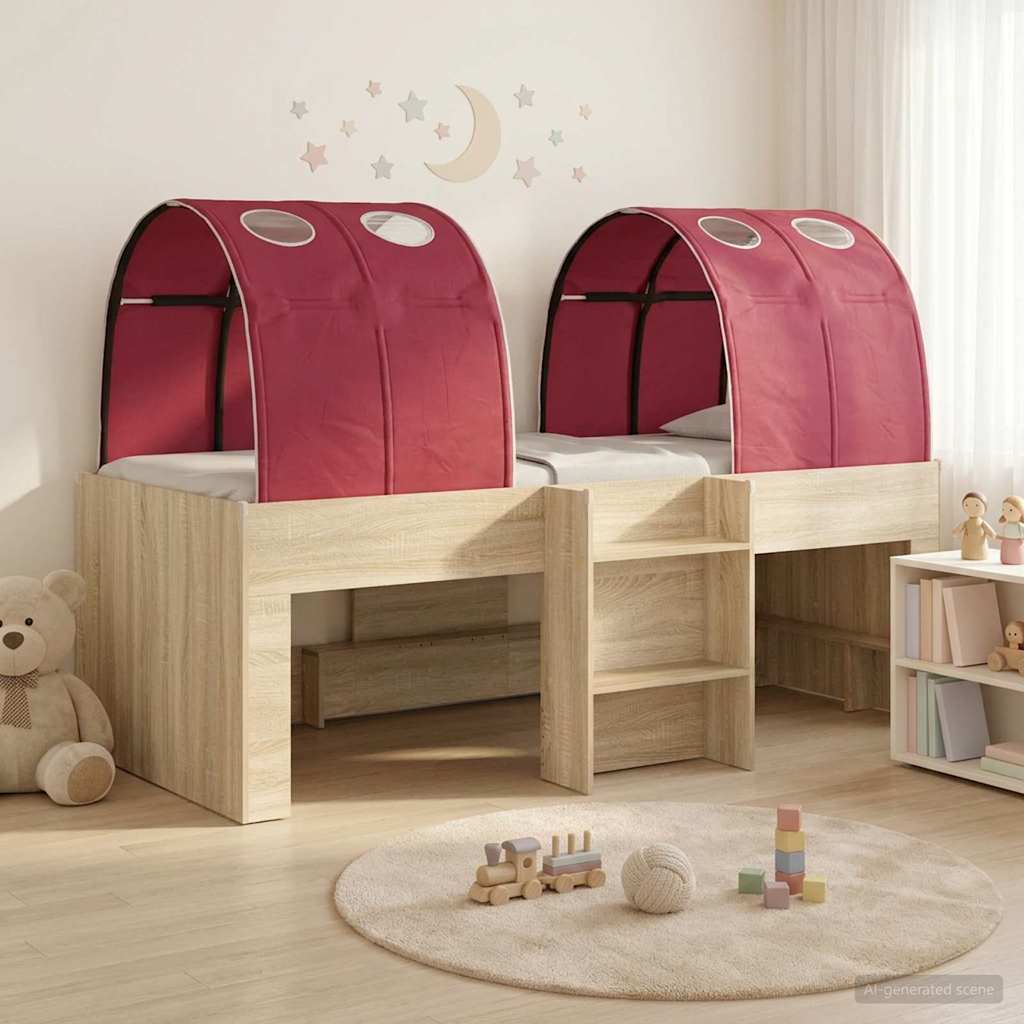 vidaXL Bed with Tunnel 3 pcs Sonoma Oak and Red Engineered Wood 1
