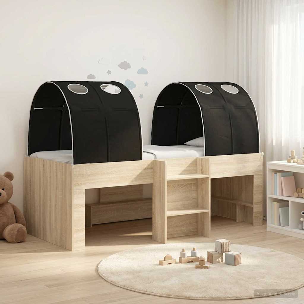 vidaXL Bed with Tunnel 3 pcs Sonoma Oak and Black Engineered Wood 1