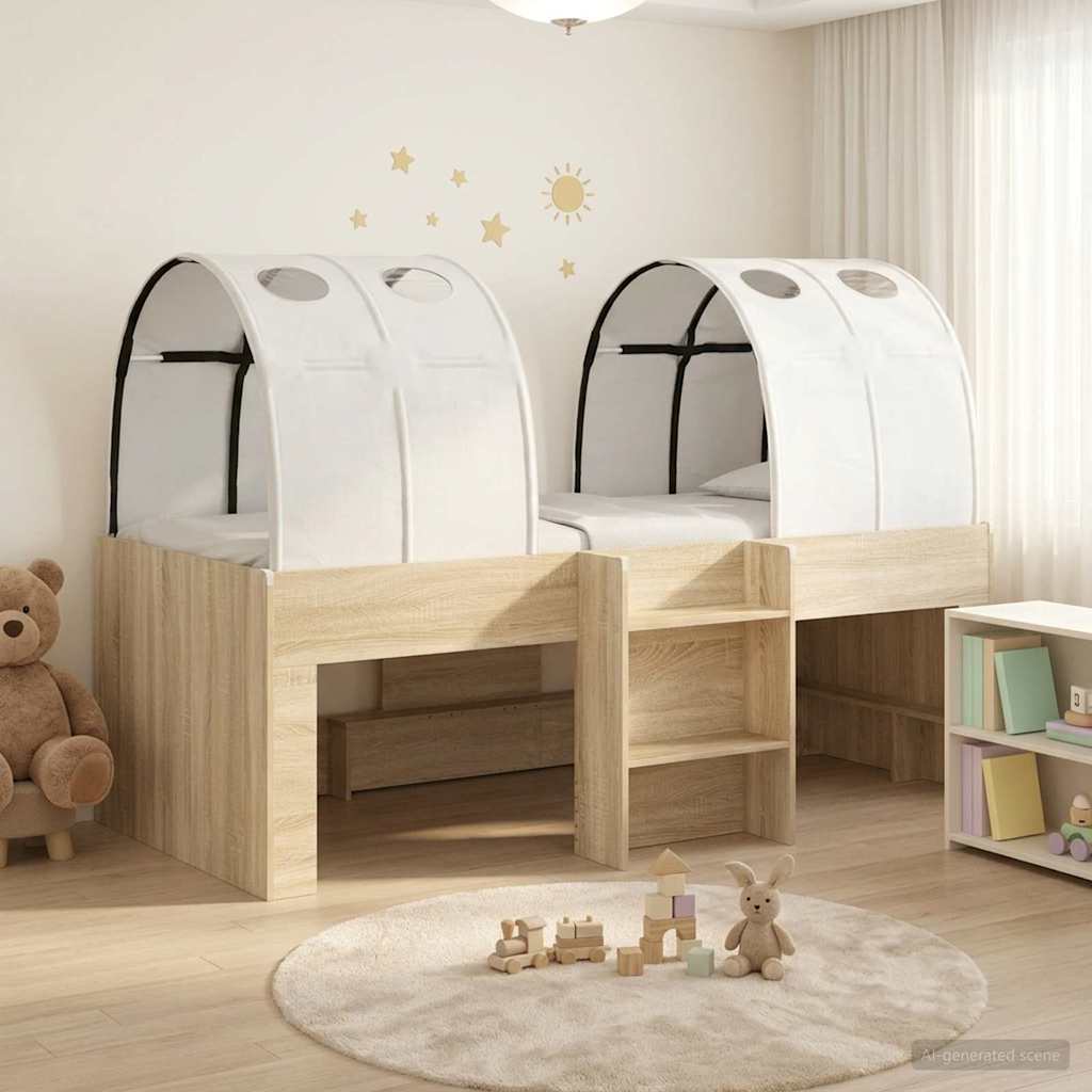 vidaXL Bed with Tunnel 3 pcs Sonoma Oak and White Engineered Wood 1