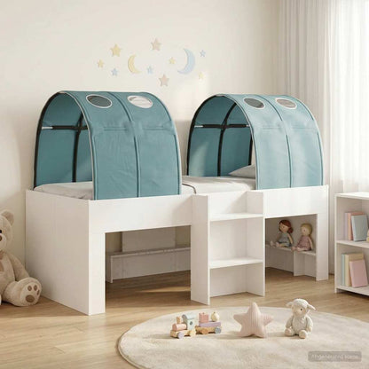 vidaXL Bed with Tunnel 3 pcs White and Light Blue Engineered Wood 1