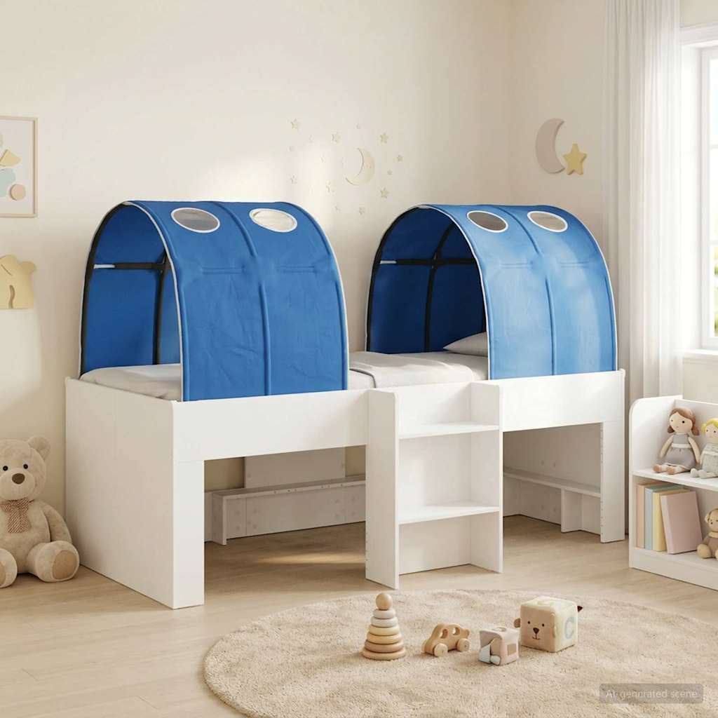 vidaXL Bed with Tunnel 3 pcs White and Blue Engineered Wood 1