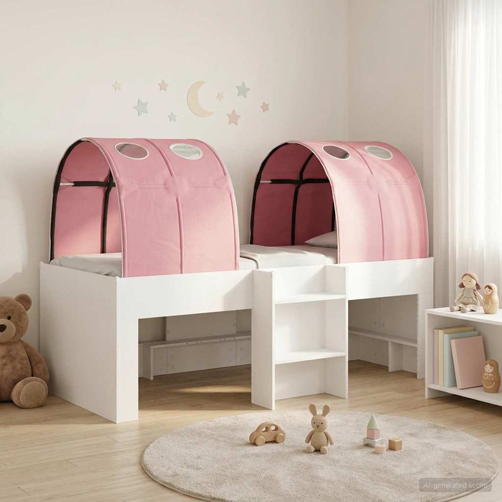 vidaXL Bed with Tunnel 3 pcs White and Pink Engineered Wood 1