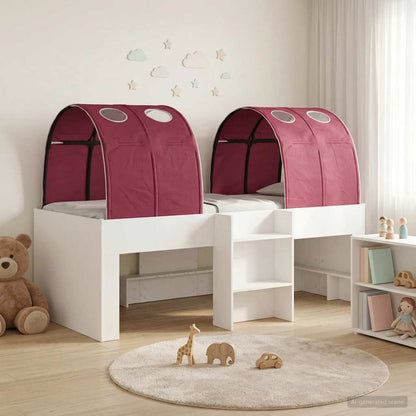 vidaXL Bed with Tunnel 3 pcs White and Red Engineered Wood 1