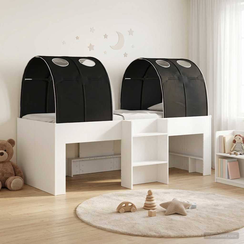 vidaXL Bed with Tunnel 4 pcs White and Black Engineered Wood 1