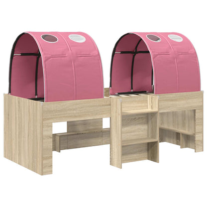 vidaXL Bed with Tunnel 3 pcs Sonoma Oak and Pink Engineered Wood 3