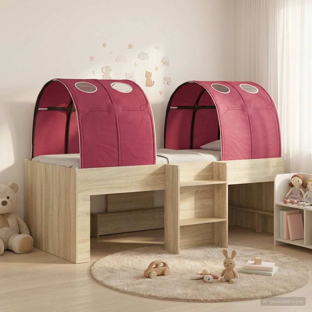vidaXL Bed with Tunnel 3 pcs Sonoma Oak and Red Engineered Wood 1
