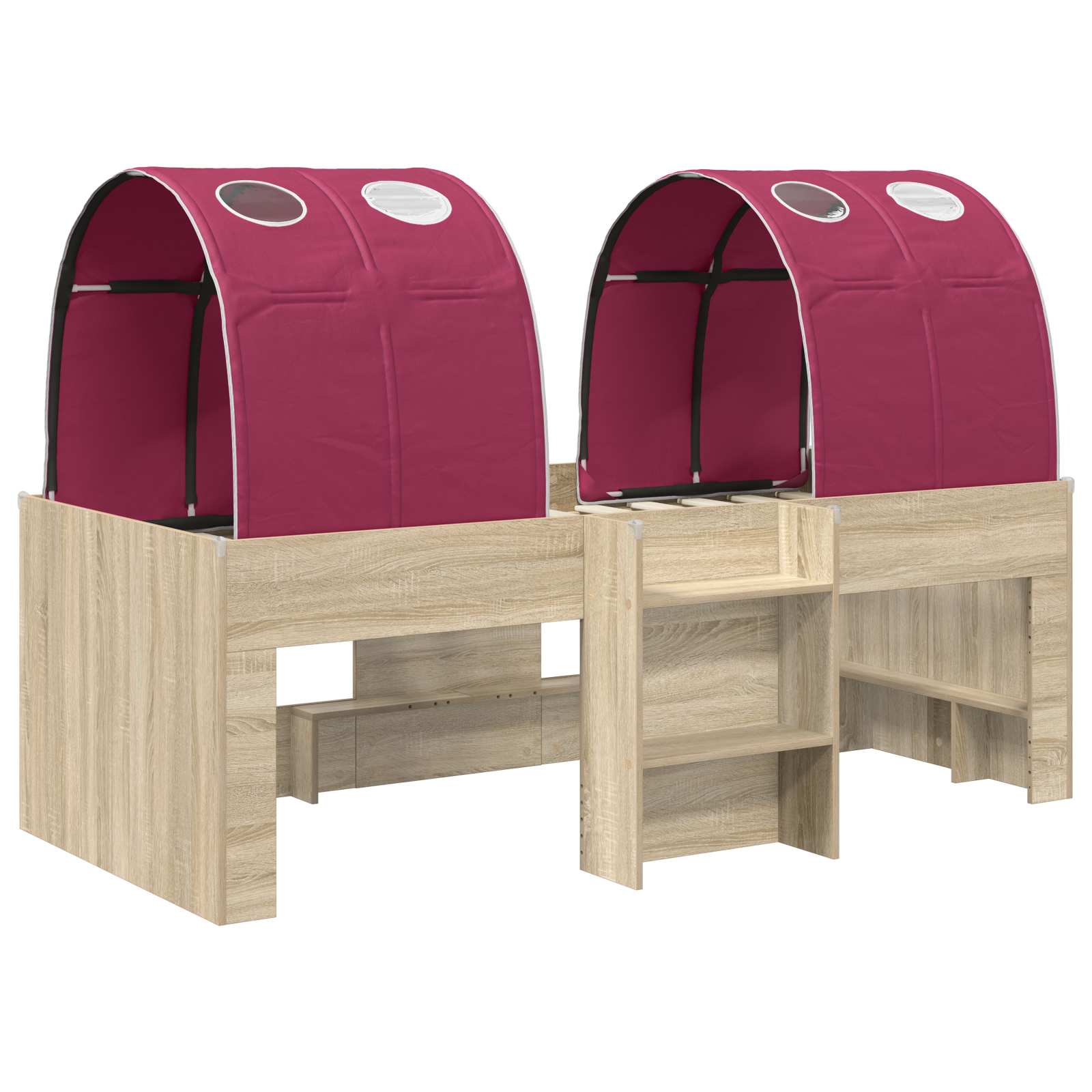 vidaXL Bed with Tunnel 3 pcs Sonoma Oak and Red Engineered Wood 3