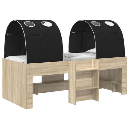 vidaXL Bed with Tunnel 3 pcs Sonoma Oak and Black Engineered Wood 2