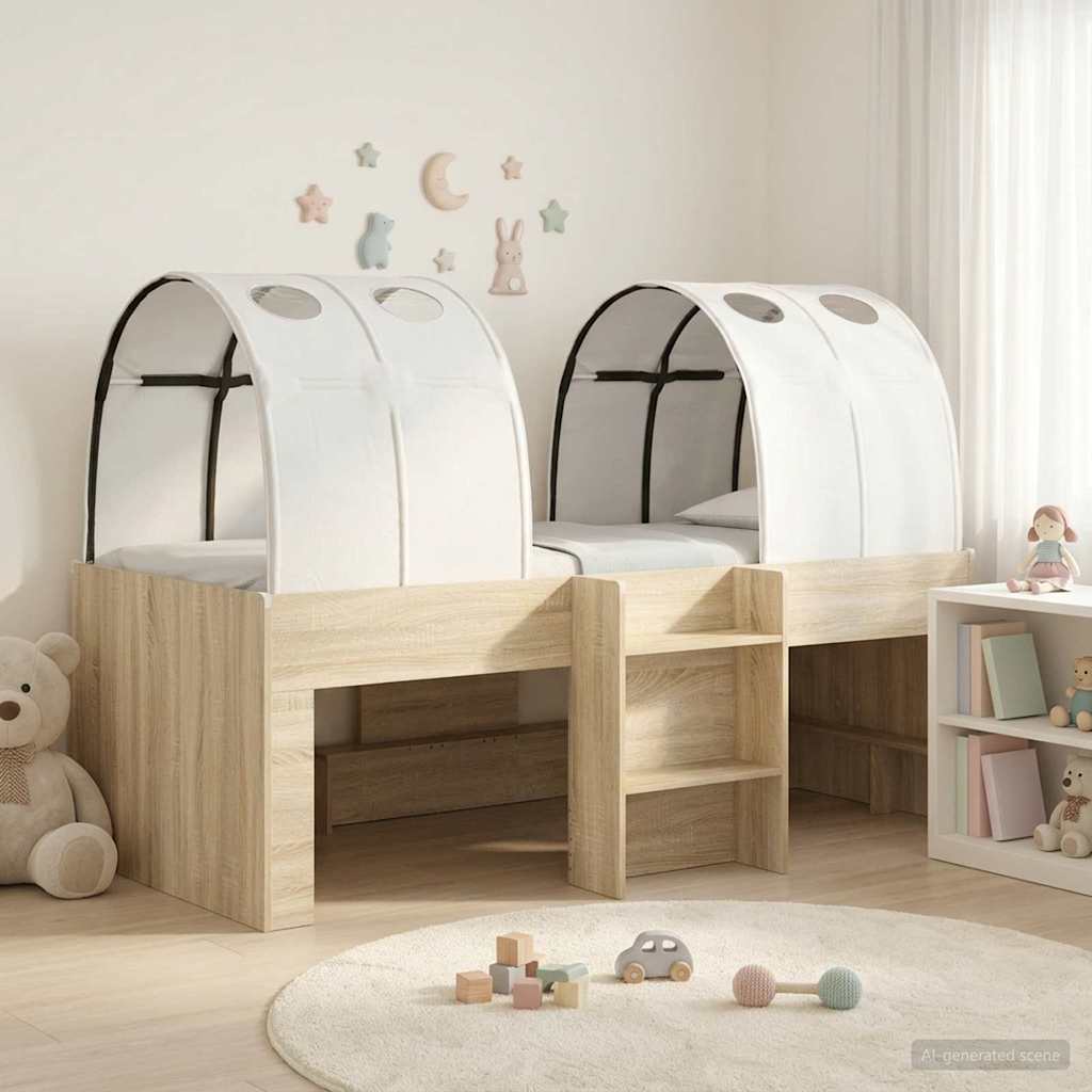 vidaXL Bed with Tunnel 3 pcs Sonoma Oak and White Engineered Wood 1