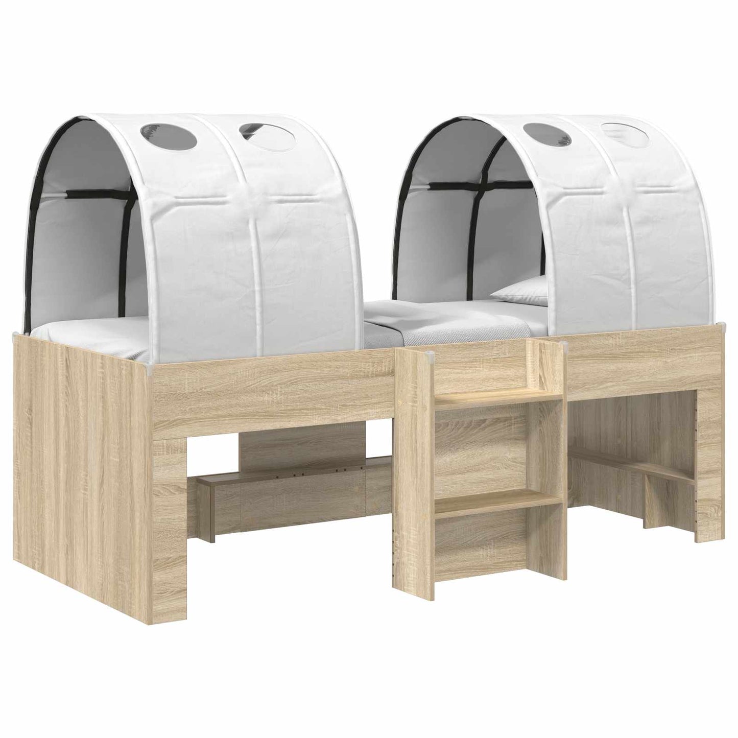 vidaXL Bed with Tunnel 3 pcs Sonoma Oak and White Engineered Wood 2