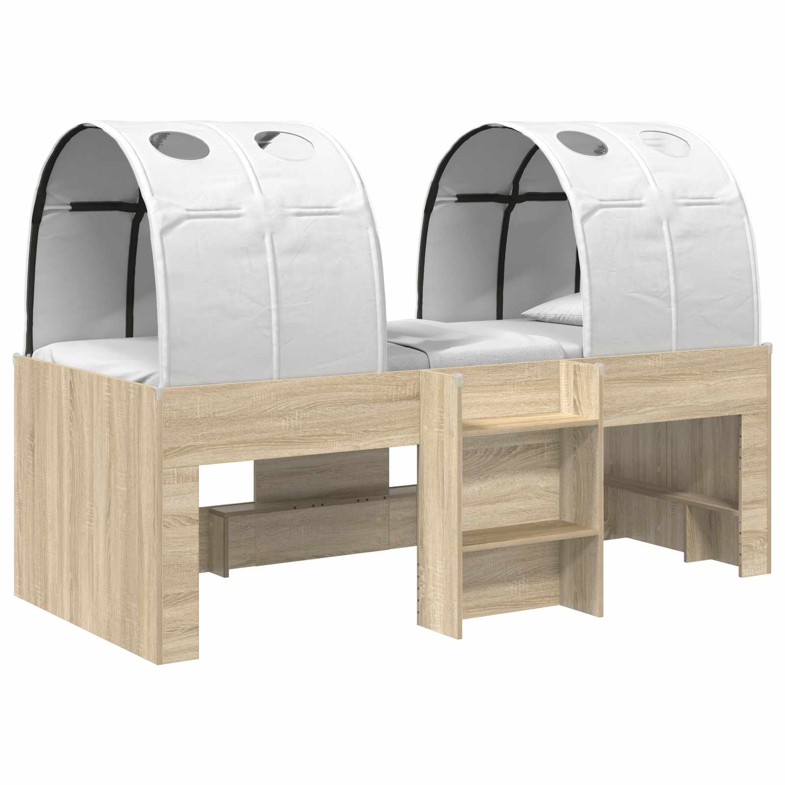 vidaXL Bed with Tunnel 3 pcs Sonoma Oak and White Engineered Wood 2
