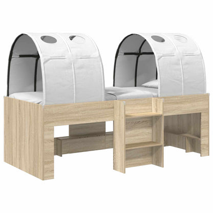 vidaXL Bed with Tunnel 3 pcs Sonoma Oak and White Engineered Wood 2