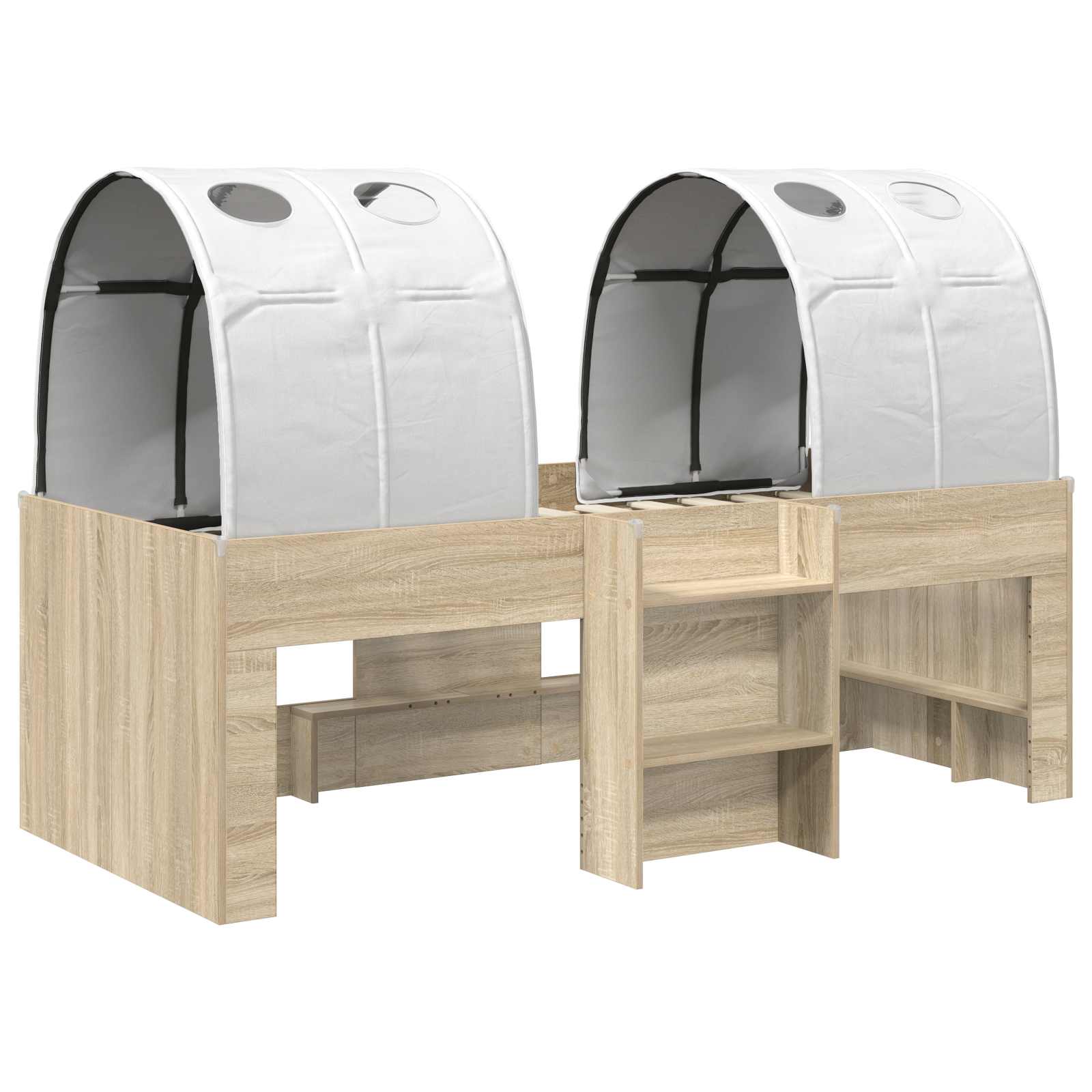 vidaXL Bed with Tunnel 3 pcs Sonoma Oak and White Engineered Wood 3