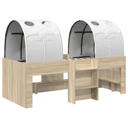 vidaXL Bed with Tunnel 3 pcs Sonoma Oak and White Engineered Wood 3