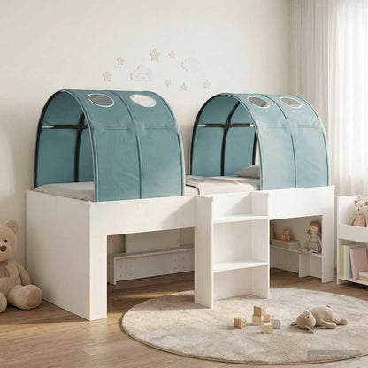 vidaXL Bed with Tunnel 3 pcs White and Light Blue Engineered Wood 1