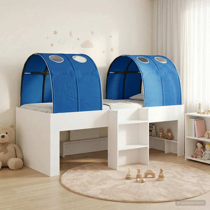 vidaXL Bed with Tunnel 3 pcs White and Blue Engineered Wood 1