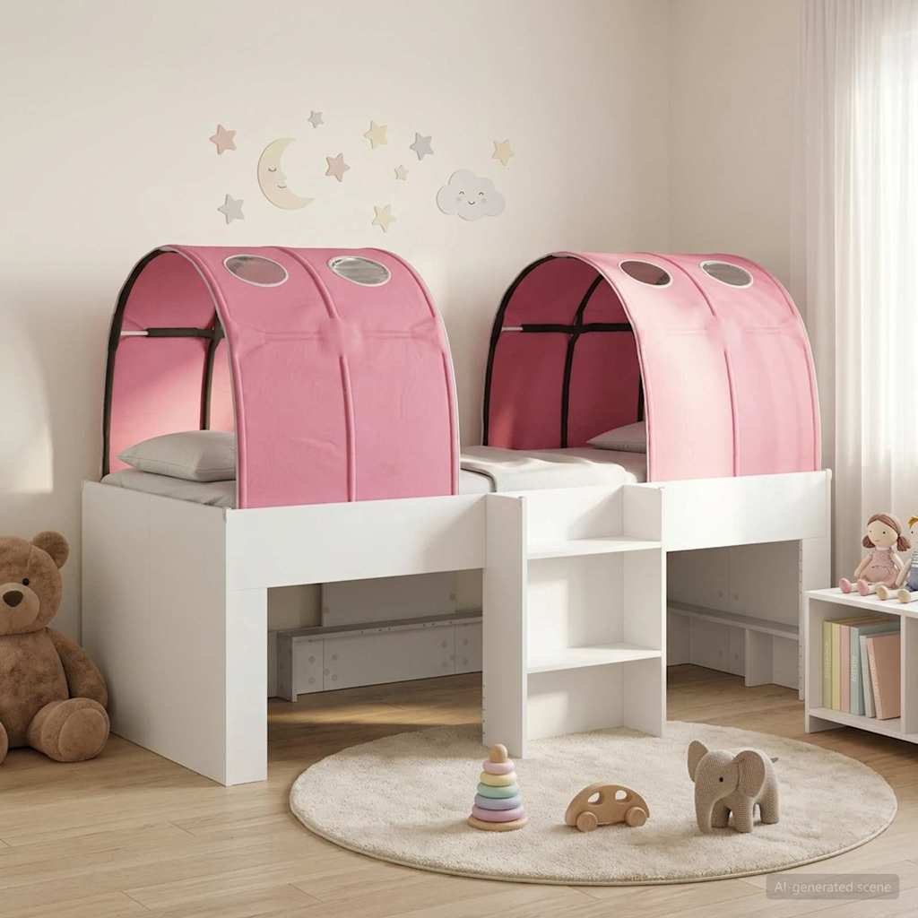 vidaXL Bed with Tunnel 3 pcs White and Pink Engineered Wood 1
