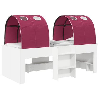 vidaXL Bed with Tunnel 3 pcs White and Red Engineered Wood 2