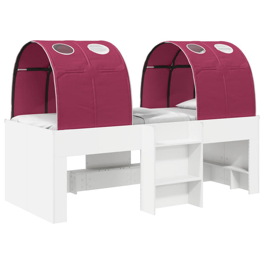 vidaXL Bed with Tunnel 3 pcs White and Red Engineered Wood 2