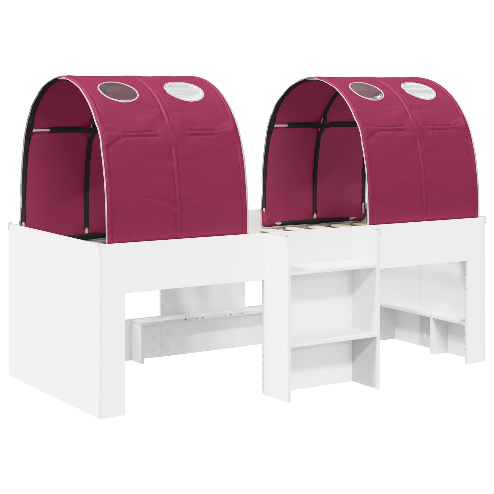 vidaXL Bed with Tunnel 3 pcs White and Red Engineered Wood 3