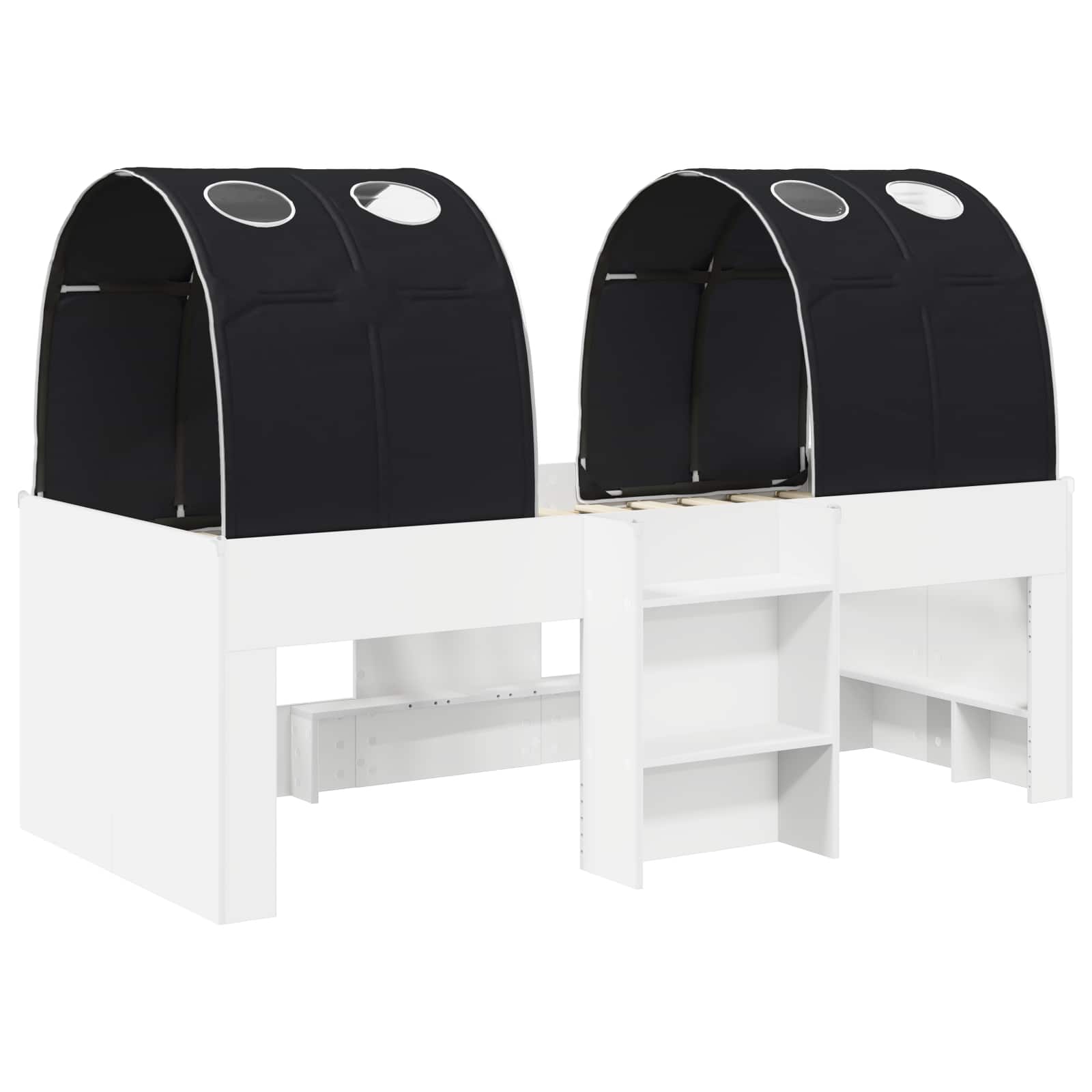 vidaXL Bed with Tunnel 3 pcs White and Black Engineered Wood 3