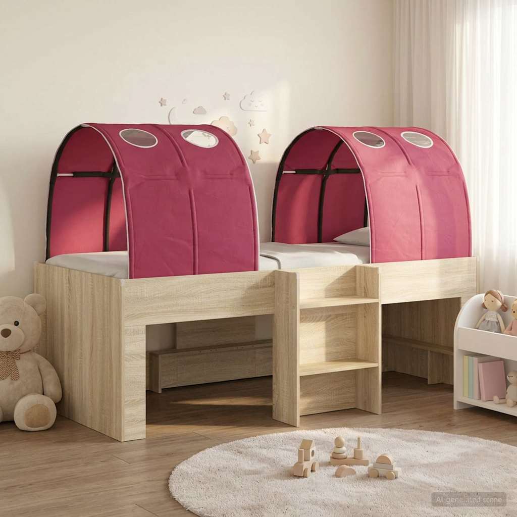vidaXL Bed with Tunnel 3 pcs Sonoma and Red Engineered Wood 1