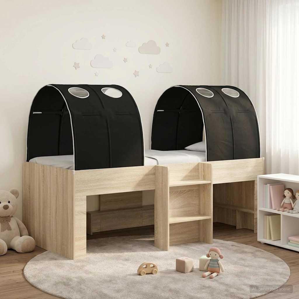vidaXL Bed with Tunnel 3 pcs Sonoma and Black Engineered Wood 1