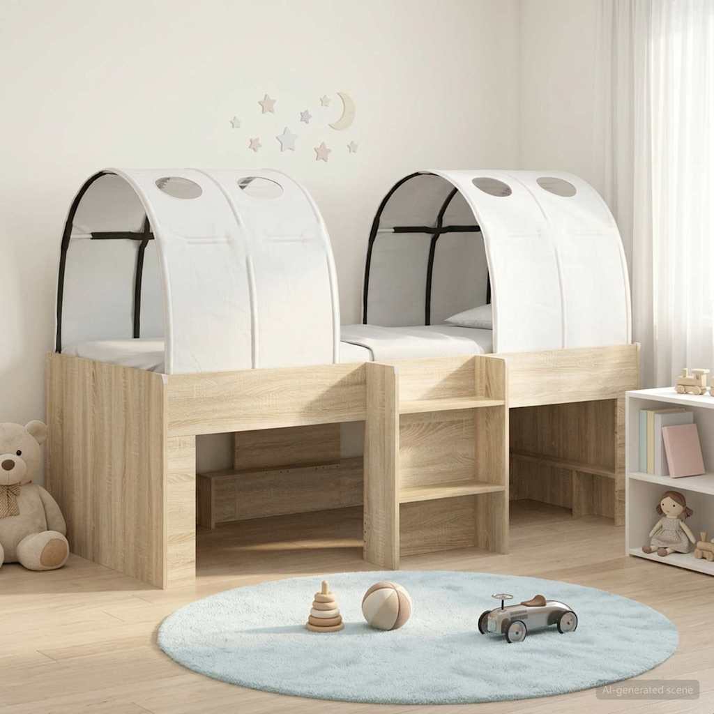 vidaXL Bed with Tunnel 3 pcs Sonoma and White Engineered Wood 1