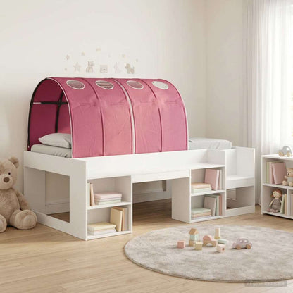 vidaXL Bed with Tunnel with Shelf 3 pcs White and Red Engineered Wood 1