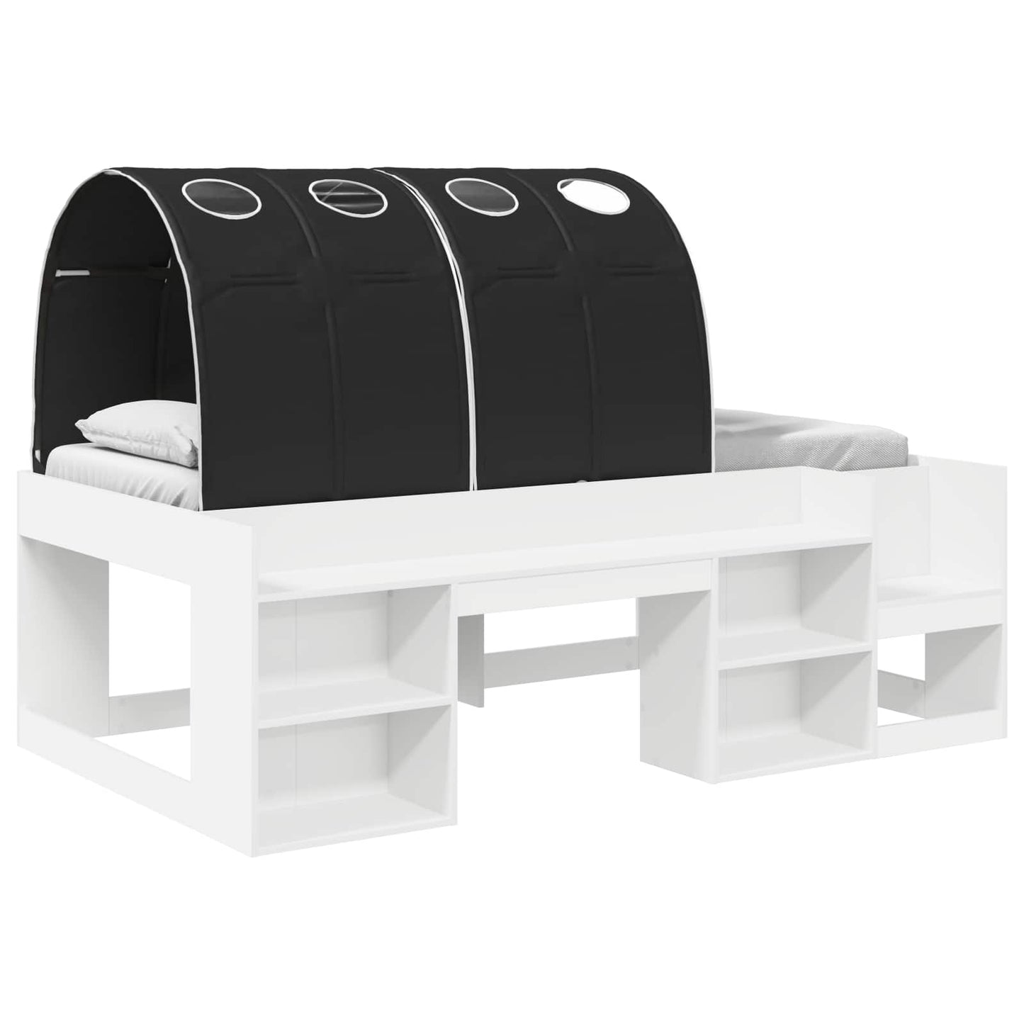 vidaXL Bed with Tunnel 3 pcs White and Black Engineered Wood 2