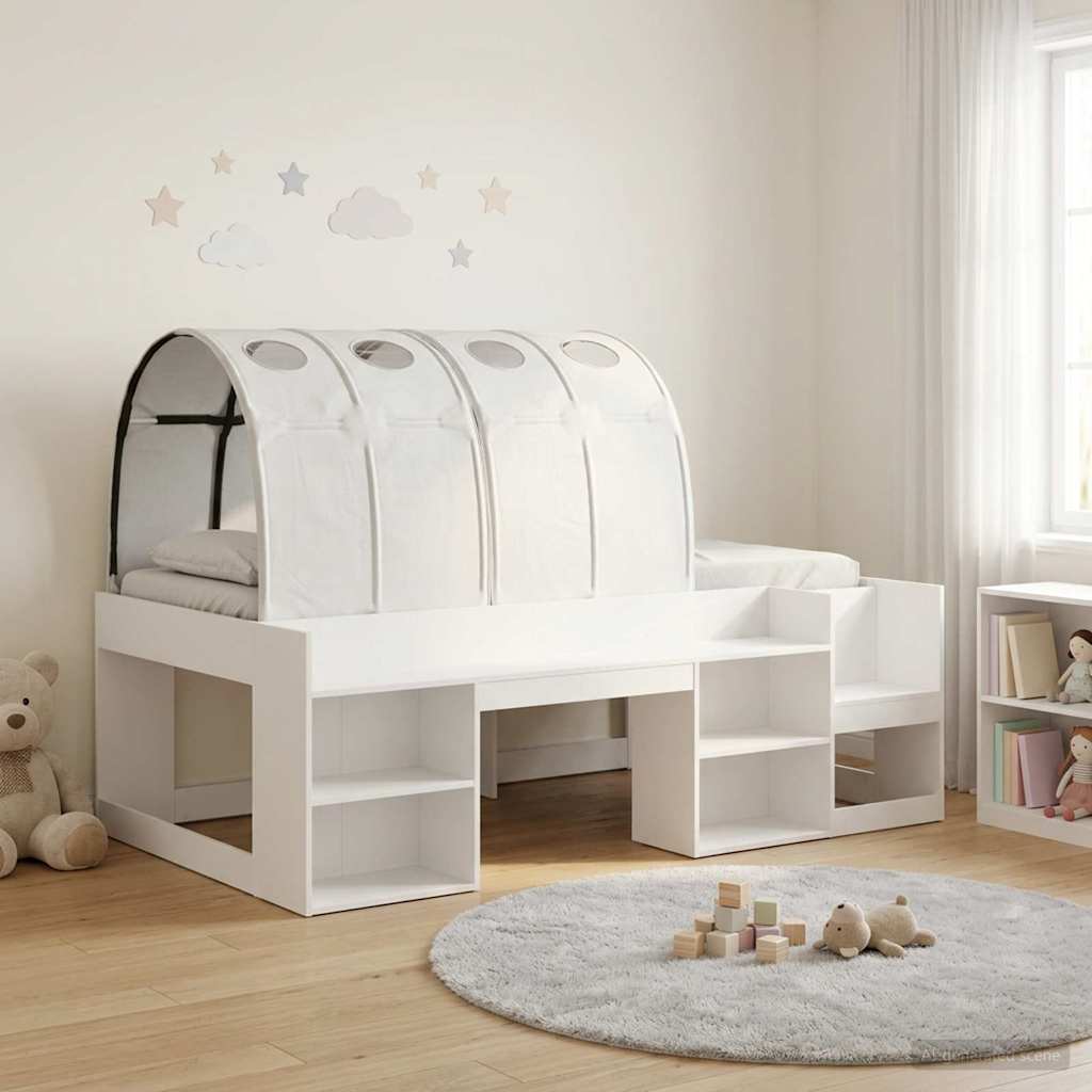 vidaXL Bed with Tunnel with Shelf 3 pcs White Engineered Wood 1