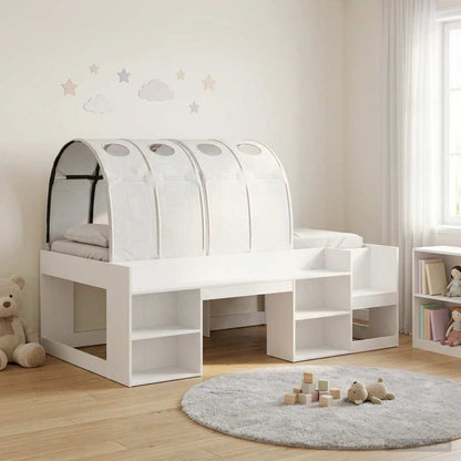 vidaXL Bed with Tunnel with Shelf 3 pcs White Engineered Wood 1