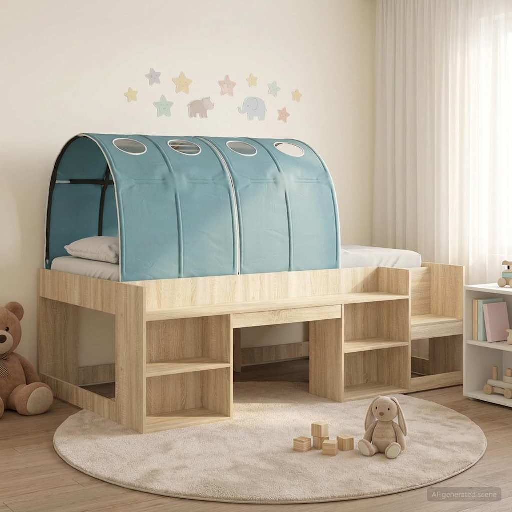 vidaXL Bed with Tunnel 3 pcs Sonoma Oak and Light Blue Engineered Wood 1