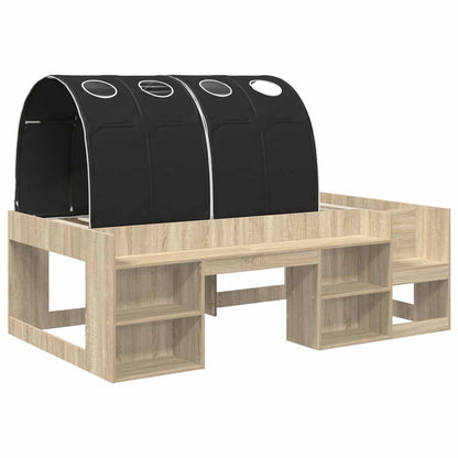 vidaXL Bed with Tunnel 3 pcs Sonoma Oak and Black Engineered Wood 3